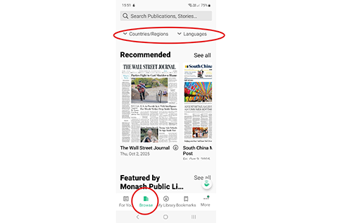 pressreader browse screen