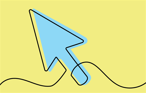 illustration of a blue arrow pointer against a yellow background 