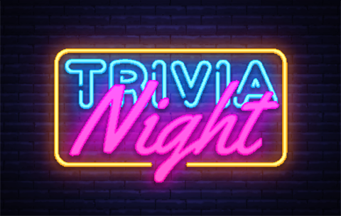 a neon sign saying Trivia Night