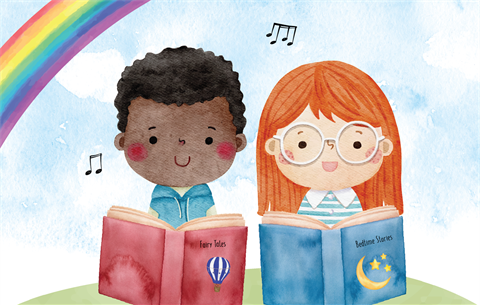 two children reading books