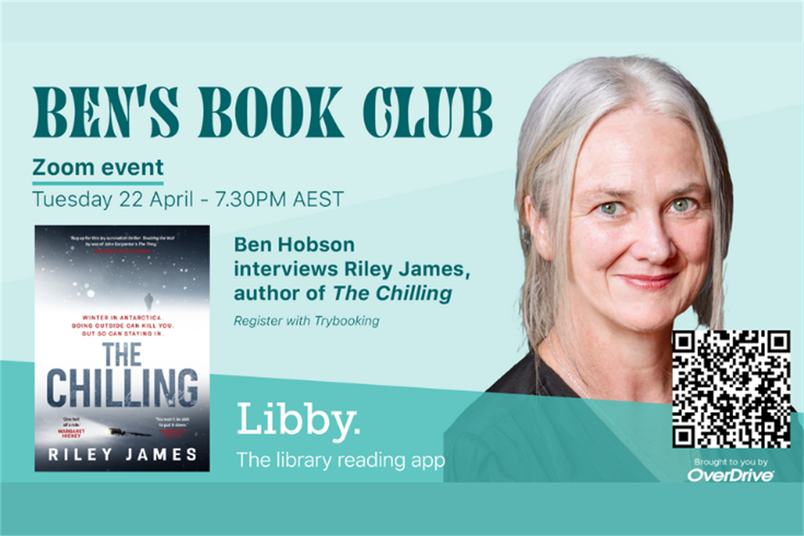 ben's book club author riley james and the cover of her book The Chilling