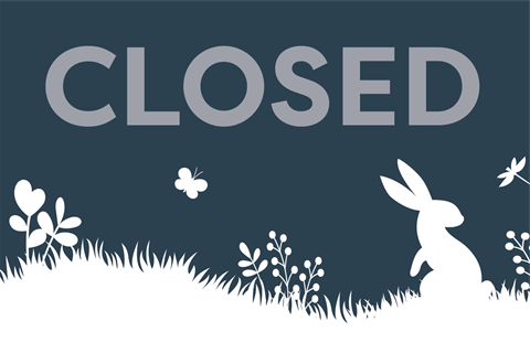 a rabbit in a field under the word Closed