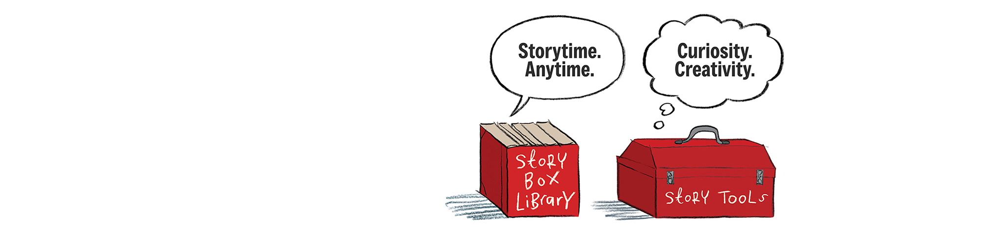 storybox hub logo with text storytime. anytime. curiosity. creativity.