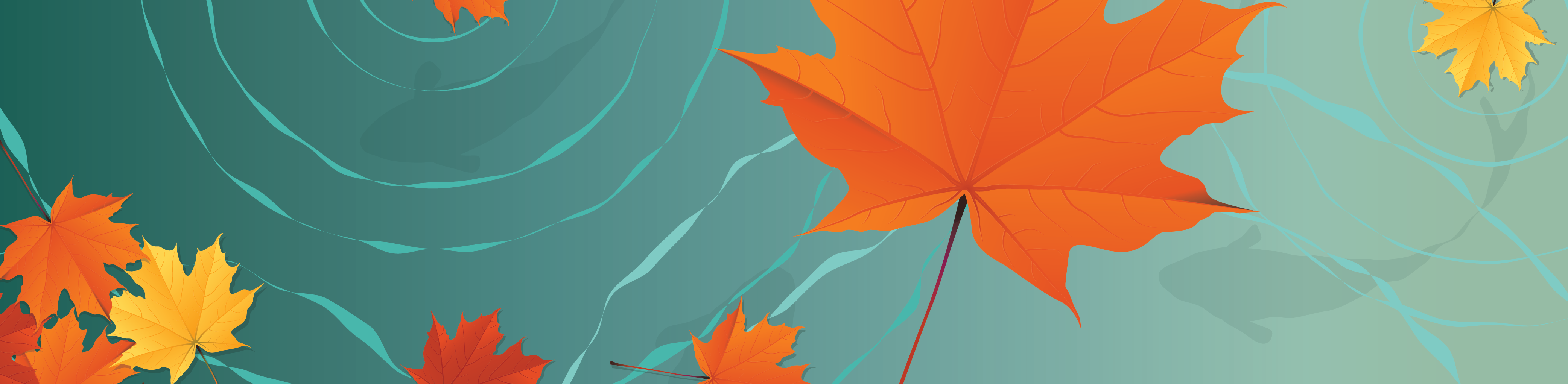 illustration of autumn leaves against a green background