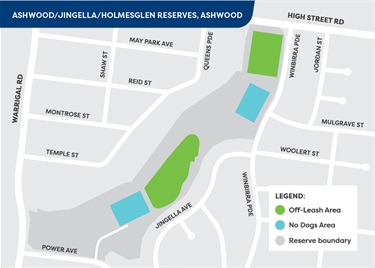 Off-leash area from 1 July 2023 - Ashwood Reserve