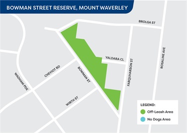 Off-leash area from 1 July 2023 - Bowman Street Reserve