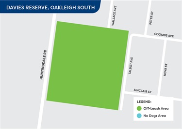 Off-leash area from 1 July 2023 - Davies Reserve