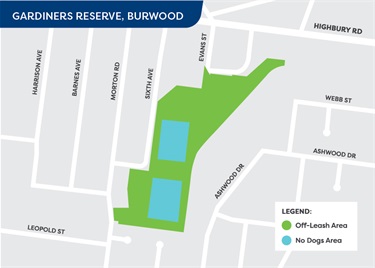 Off-leash area from 1 July 2023 - Gardiners Reserve