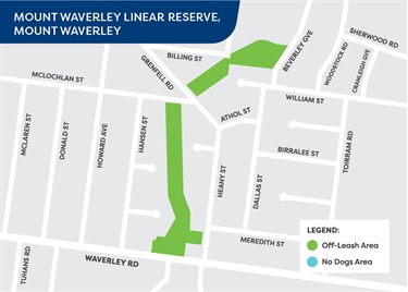 Off-leash area from 1 July 2023 - Mount Waverley Linear Reserve