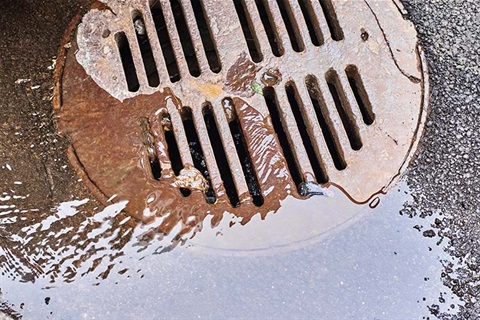 Water draining into a sewer