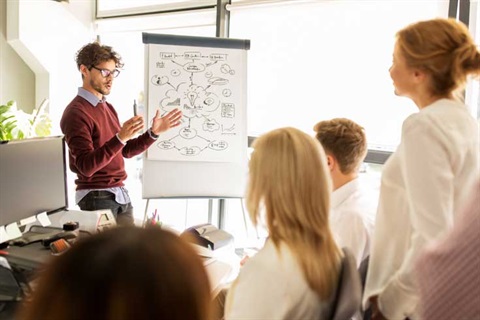 Business Team With Scheme on Flipboard at Office