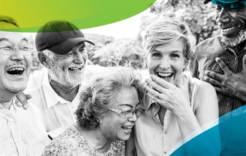 Positive Ageing directory front cover - people laughing