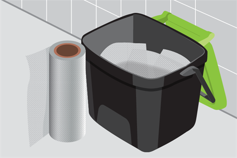 Lining a caddy for food scraps