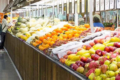 Fruit on display in a shop