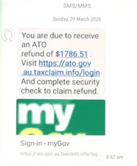 scam alert my gov text message 